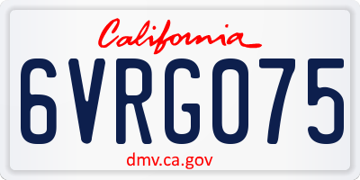 CA license plate 6VRG075