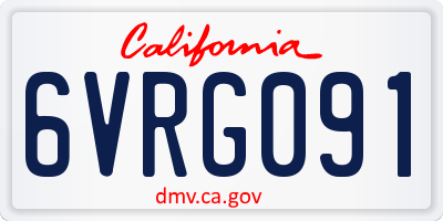 CA license plate 6VRG091