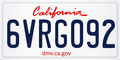 CA license plate 6VRG092