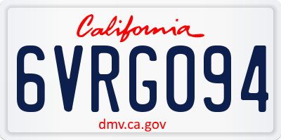CA license plate 6VRG094