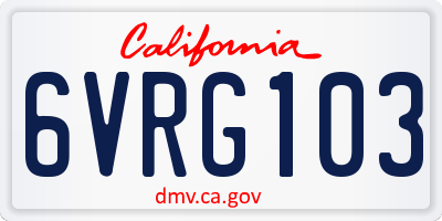 CA license plate 6VRG103