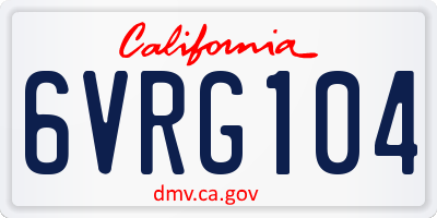 CA license plate 6VRG104