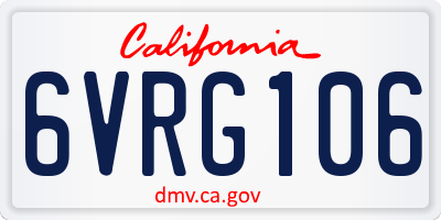 CA license plate 6VRG106