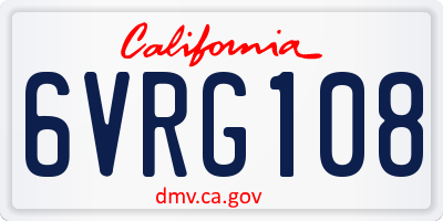 CA license plate 6VRG108