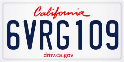 CA license plate 6VRG109