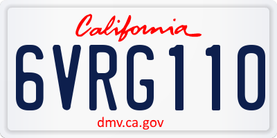 CA license plate 6VRG110