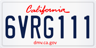 CA license plate 6VRG111