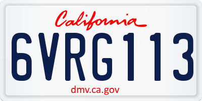 CA license plate 6VRG113