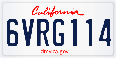 CA license plate 6VRG114