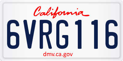 CA license plate 6VRG116