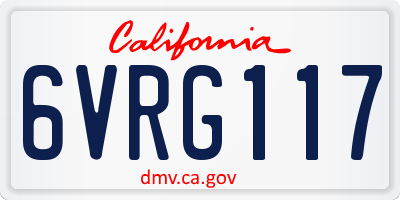 CA license plate 6VRG117
