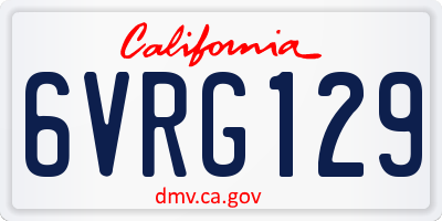 CA license plate 6VRG129
