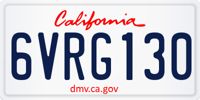 CA license plate 6VRG130