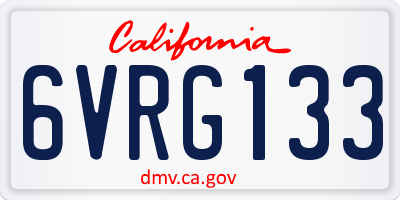 CA license plate 6VRG133