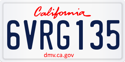 CA license plate 6VRG135