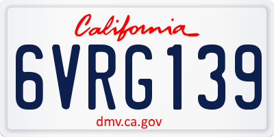 CA license plate 6VRG139