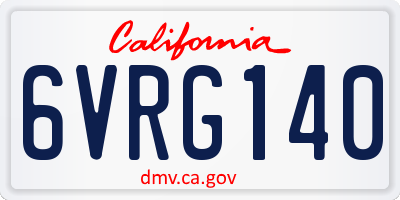 CA license plate 6VRG140