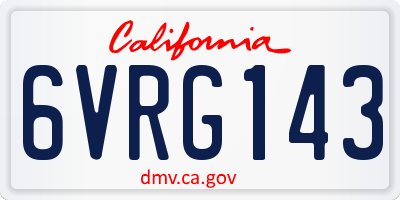 CA license plate 6VRG143