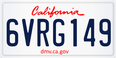 CA license plate 6VRG149