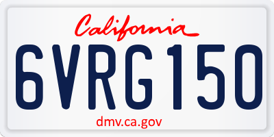 CA license plate 6VRG150