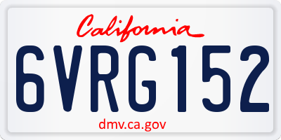 CA license plate 6VRG152
