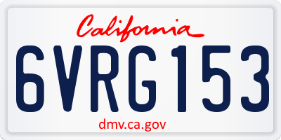 CA license plate 6VRG153