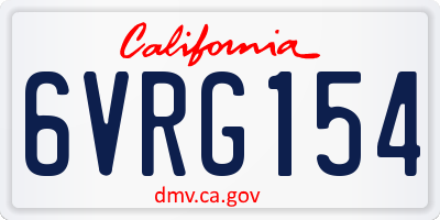 CA license plate 6VRG154