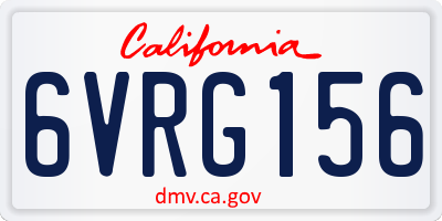 CA license plate 6VRG156