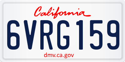 CA license plate 6VRG159