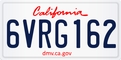 CA license plate 6VRG162