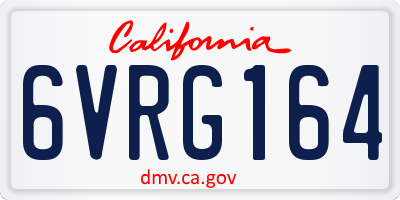 CA license plate 6VRG164