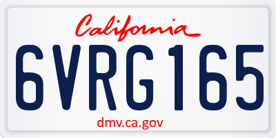 CA license plate 6VRG165