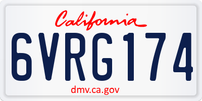 CA license plate 6VRG174