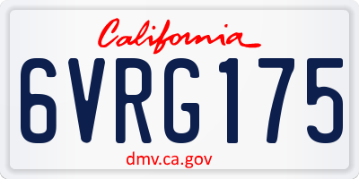 CA license plate 6VRG175