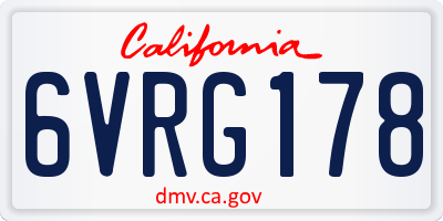 CA license plate 6VRG178