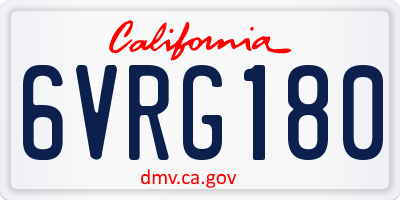CA license plate 6VRG180
