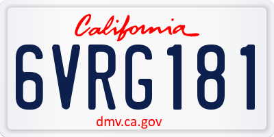 CA license plate 6VRG181