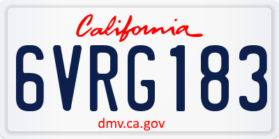 CA license plate 6VRG183
