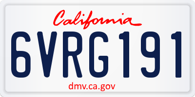 CA license plate 6VRG191