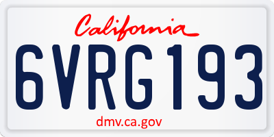 CA license plate 6VRG193