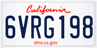 CA license plate 6VRG198