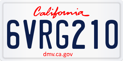 CA license plate 6VRG210