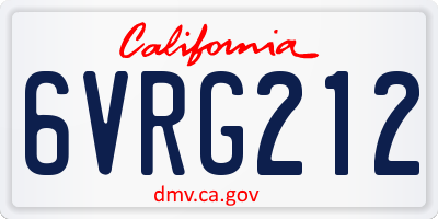 CA license plate 6VRG212