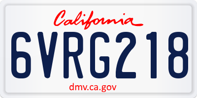 CA license plate 6VRG218