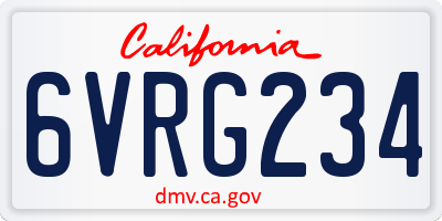 CA license plate 6VRG234