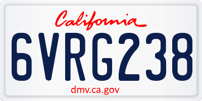 CA license plate 6VRG238