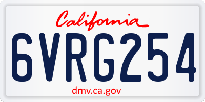 CA license plate 6VRG254