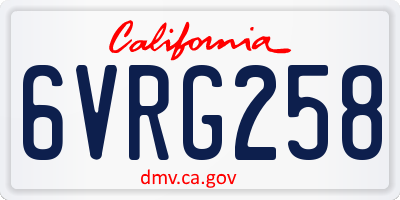 CA license plate 6VRG258