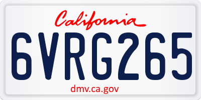 CA license plate 6VRG265