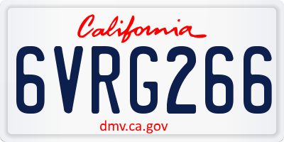 CA license plate 6VRG266